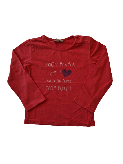 Tee-shirt rose manches longues 24 mois