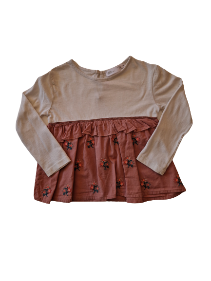 Blouse blanche et rose 24 mois-3 ans