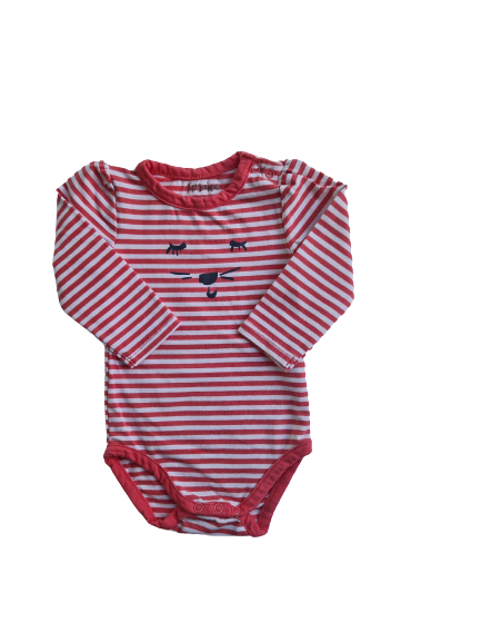Body blanc rayure rose 6 mois