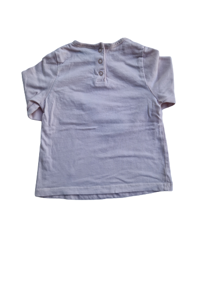 Tee-shirt rose pâle manches longues 18 mois