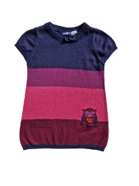 Robe pull bleu-rose-violette 3-4 ans