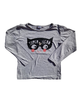 Tee-shirt gris manches longues 5-6 ans