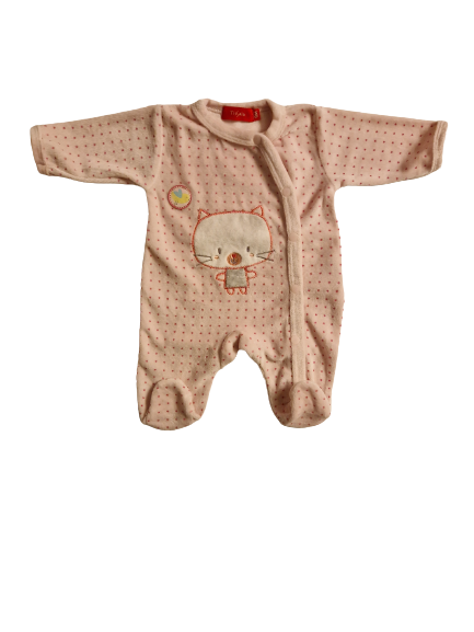 Pyjama rose en velours naissance
