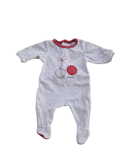 Pyjama blanc en velours 1 mois