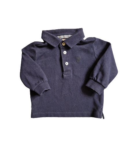 Polo bleu foncé manches longues 6-9 mois