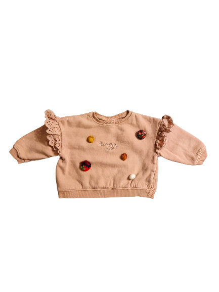 Sweat vieux rose 12-18 mois