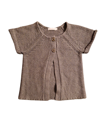 Gilet gris taupe manches courtes 6 ans