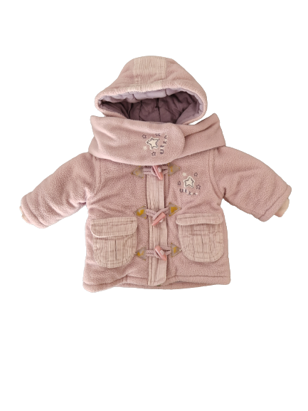 Manteau violet et écharpe 3 mois