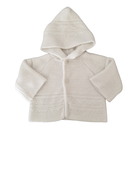 Gilet blanc en maille à capuche 4-6 mois