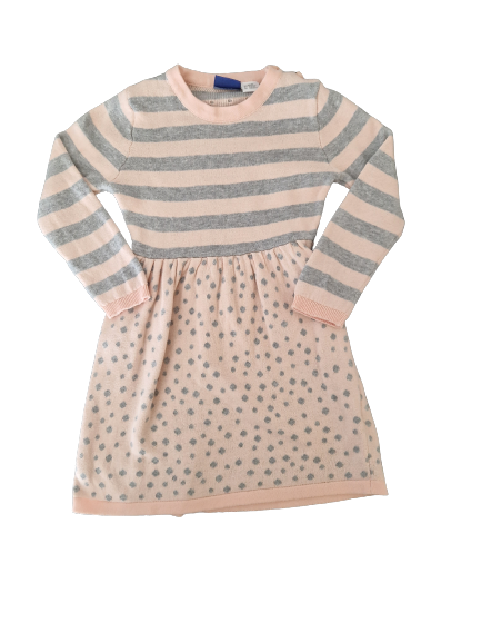 Robe rose rayée grise 12-24 mois