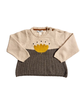 Pull écru et gris 24 mois
