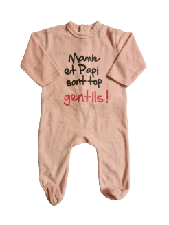 Pyjama rose en velours 9 mois