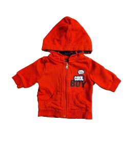 Sweat rouge zippé en molleton 1 mois