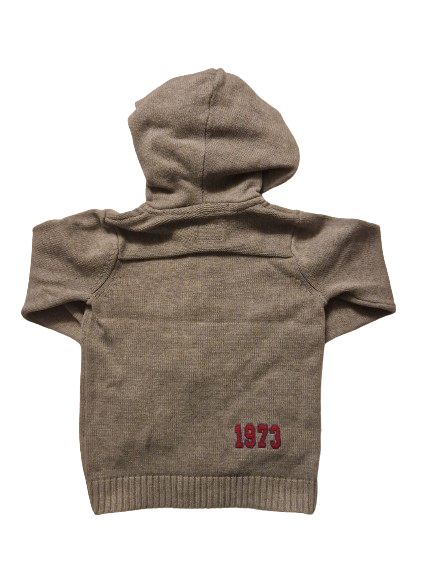 Sweat zippé gris en maille à capuche 6 ans
