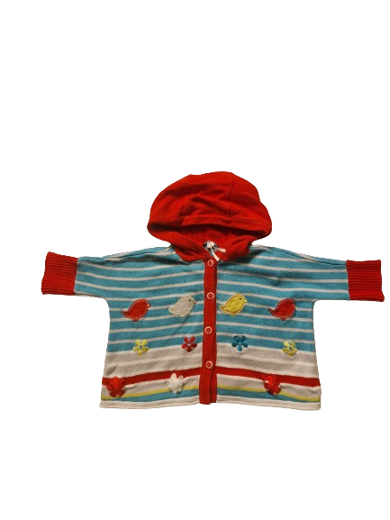 Gilet bleu et rouge en tricot  9 mois