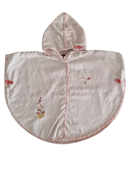 Cape de bain rose à capuche