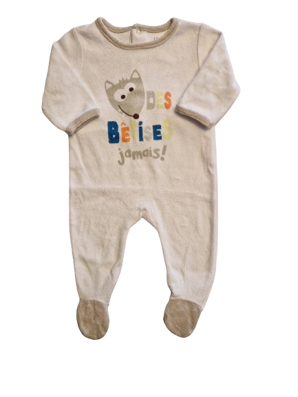 Pyjama blanc en velours 3 mois