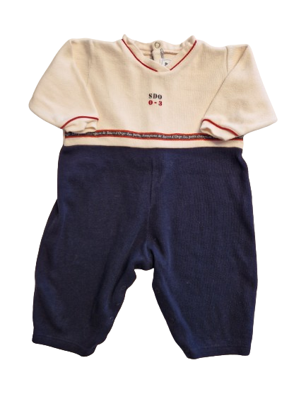 Combinaison écru et bleu 12 mois