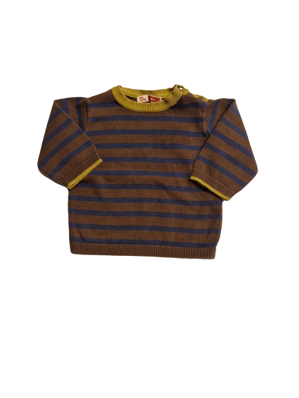Pull marron à rayure bleu 6 mois