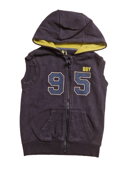 Sweat bleu zippé sans manches 5 ans