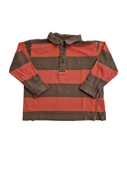 Polo rayé marron et rose manches longues 4 ans