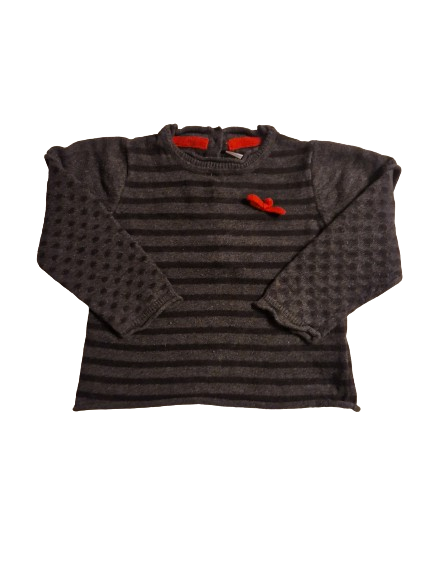 Pull gris rayé 12 mois