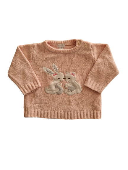 Pull rose en maille 12 mois