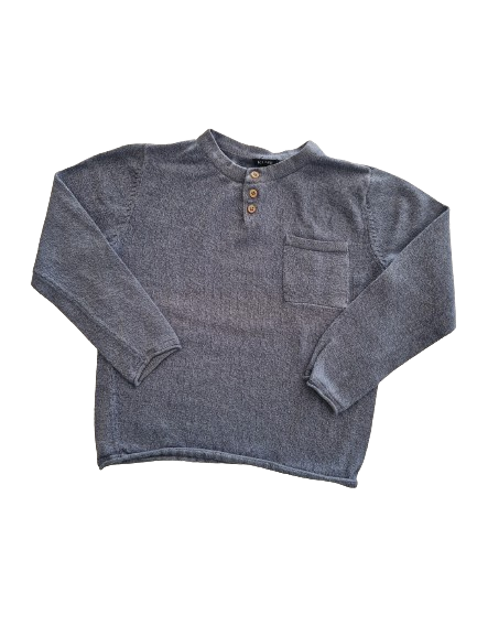 Pull bleu moucheté gris en tricot 4 ans