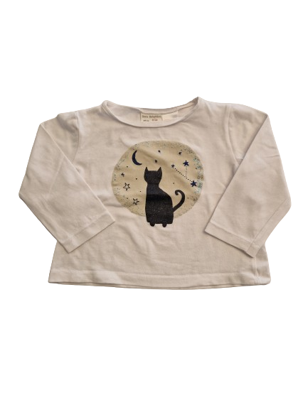 Tee-shirt blanc manches longues 6-9 mois