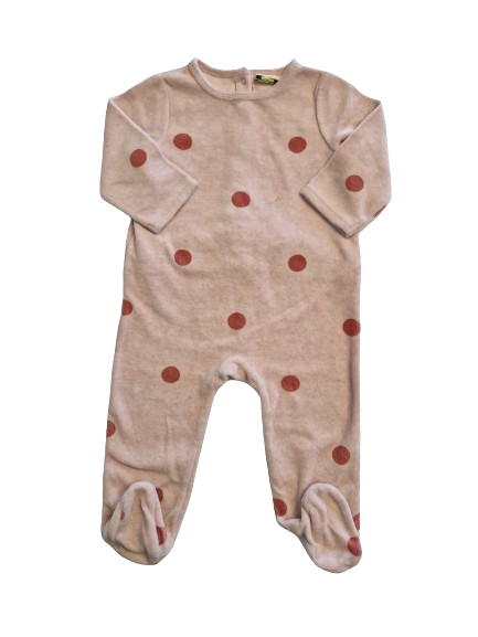 Pyjama rose à pois en velours 12 mois