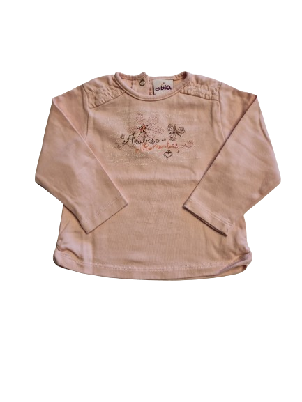 Tee-shirt rose manches longues 12 mois