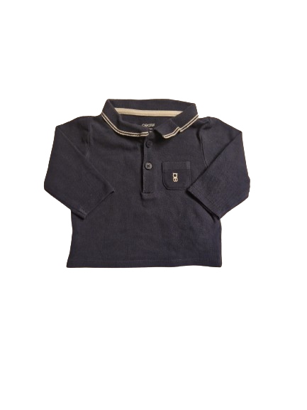 Polo bleu foncé manches longues 3 mois