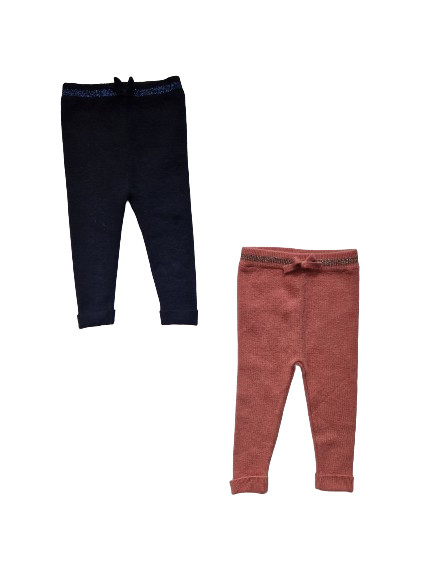 Lot de deux legging noir et rose 3 mois