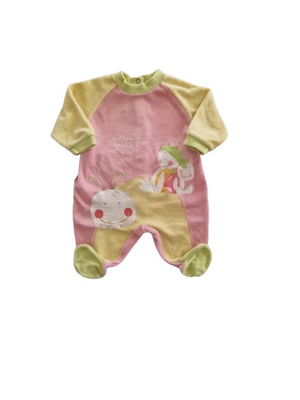 Pyjama rose-jaune en velours 1 mois