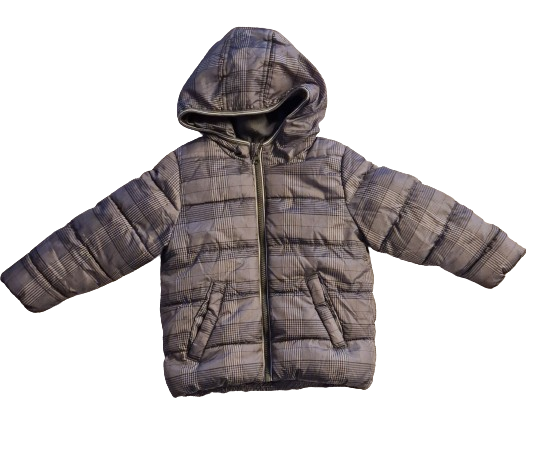 Doudoune grise à carreaux 5 ans