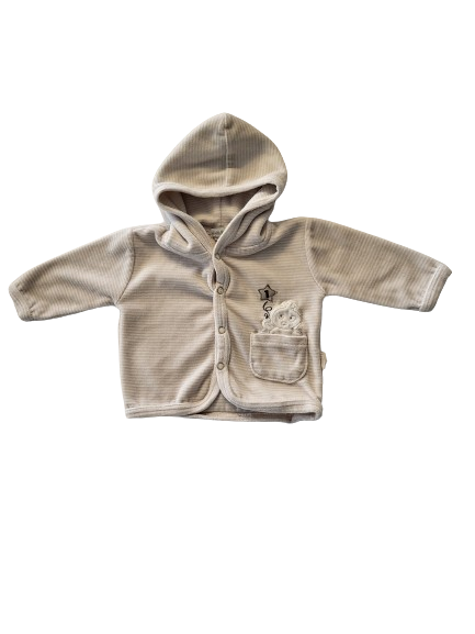 Veste écru à rayures marron en velours naissance-1 mois