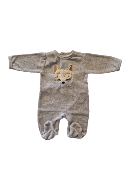 Pyjama gris en velours naissance-1 mois