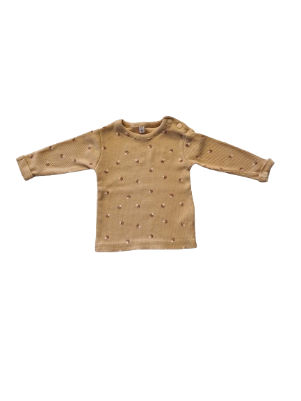 Tee-shirt marron imprimé manches longue 1-2 mois