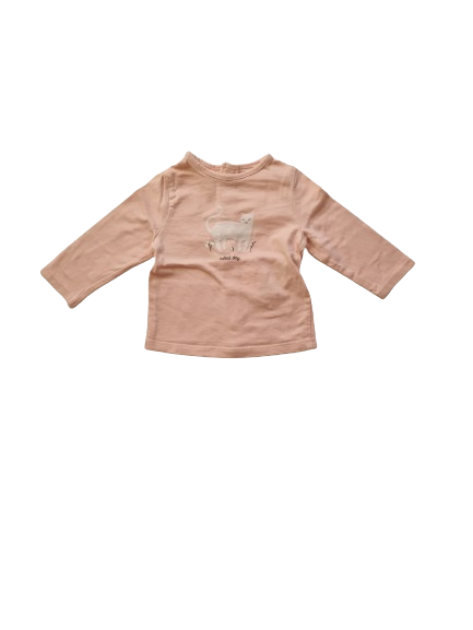 Tee-shirt rose clair manches longues rose clair 3 mois