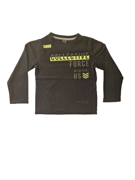 Tee-shirt noir inscription manches longues 6 ans