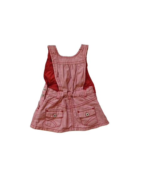 Robe salopette blanche et rouge 3 mois