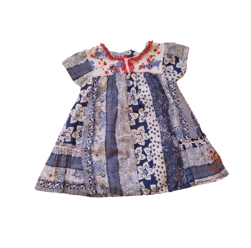 Robe blanche et bleu 24 mois