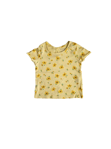 Tee-shirt jaune fleurie 12-18 mois
