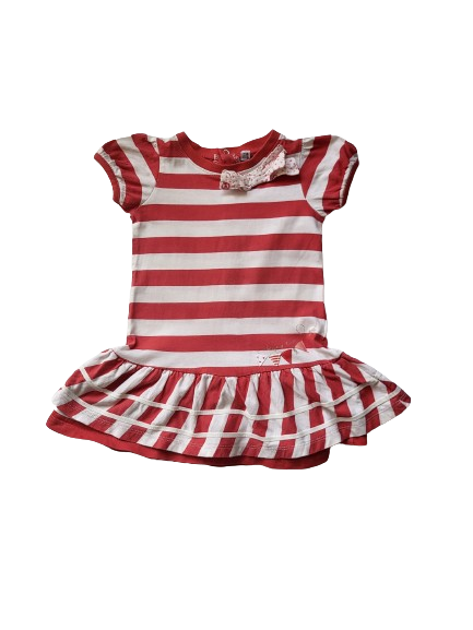 Robe blanche à rayures rouge 18 mois