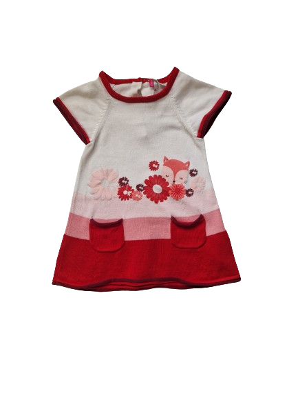 Robe blanche-rouge-rose 18 mois