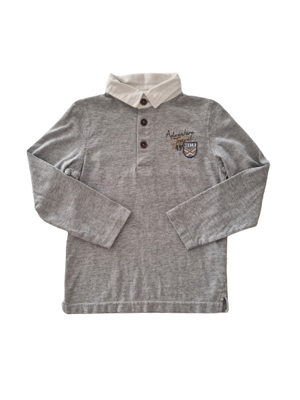 Polo gris manches longues 6 ans