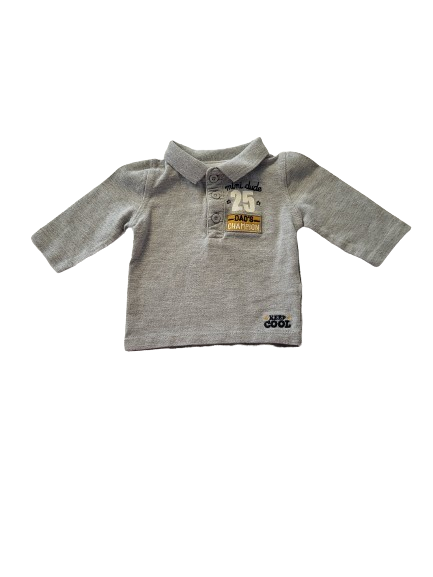 Polo gris inscription manches longues 3 mois