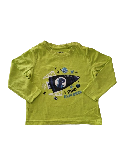 Tee-shirt vert anis manches longues 12-24 mois