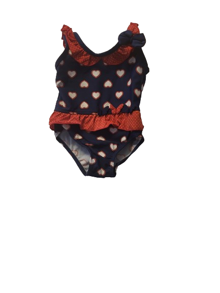 Maillot de bain bleu motifs cœurs 3-6 mois