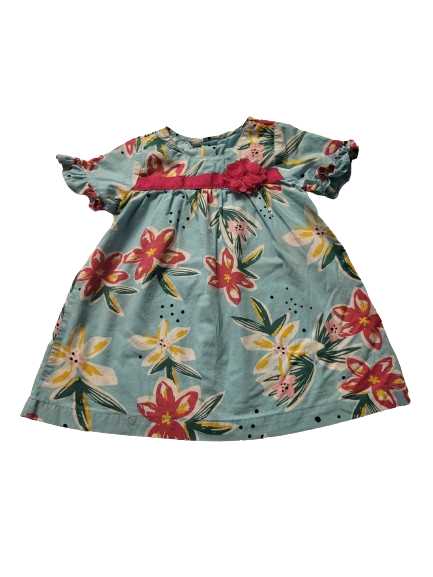 Robe bleu ciel fleurie 12 mois